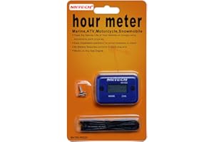 NKTECH NK-HS2 Inductive Hour Meter for Gas Engine Lawn Mover Marine ATV Motorcycle Boat Snowmobile Dirt Bike Outboard Motor Generator IP68 99999HRS Hourmeter (Blue)