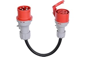 ZNPON CEE Adapter 32A Stecker auf 16A Steckdose mit Schutzabdeckung, 3 Phasen, 5 polig, IP44 wasser- und staubgeschützt, tragbar, geeignet für den industriellen und privaten Gebrauch (32-16)