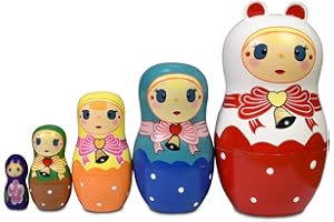 ELUTONG Nistpuppen Russische - Handgemachte Puppe Matroschka Puppe für Kinder Geburtstagsgeschenk Cartoon Tiere Muster