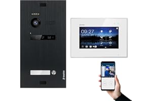 Nonic BALTER EVO Black Video-Türsprechanlage WLAN 1 Familienhaus (1x Türstation mit Kamera, 1x Touchscreen 7 Zoll WiFi Monitor, Smartphone APP Funktion, 2-Draht BUS, 150° Weitwinkel-Kamera, Türöffner)