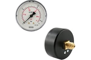 Fittingstore Manomètre horizontal Ø 40, 50, 63 mm, manomètre à air comprimé, classe 2.5, également pour vide (plage d'indication : 0-6 bar, diamètre : 50 mm)