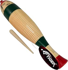 Tiger GUI7-NT Wooden Fish Guiro with Wooden Scraper/Beater School ...