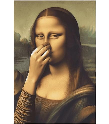 Decorazione Da Parete Per Bagno Umoristica – Stampa Mona Lisa Per Cattivi Odori, Su Tela 30x45 Cm