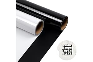 FASOOD Plotterfolie Textil - 2 Rollen Set 30,5x304cm Flexfolie Plotter Textil, Bügelfolie für Textilien zum Aufbügeln für DIY T-Shirt, Stoff (Schwarz/Weiß)