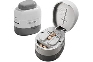 Dzmuero Taglia Pastiglie, Taglia Pillole di Precisione, Regolabile, Portatile, 1 diviso in 2, 1 diviso in 4, Taglierino per Medicinali Multifunzionale, Scatola (Biancogrigio)