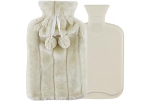 UPTVIN Termofor, 2 termofory z pokrowcem, termofor, termofor z wysokiej jakości naturalnego kauczuku i miękkiego sztucznego pluszu, pomaga w łagodzeniu bólu talii, pleców, karku i ramion