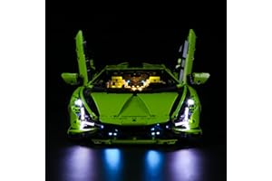 YEABRICKS Kit de Luces LED para-42115 Technic Lamborghini Sián FKP 37 Modelo de Bloques de Construcción (excluyendo el Kit de construcción)