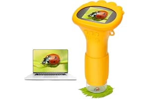 CXXDE Kindermikroskop, 2" IPS-Bildschirm 1000X Tragbares Mikroskop für Kinder, Foto- und Videokamera, Weihnachts- und Geburtstagsgeschenke für Mädchen und Jungen im Alter von 3 4 5 6 7 8 9 10 11 12 Jahren