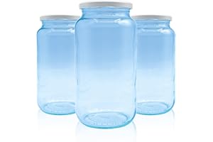 GENERIC Pack de 12 Botes,frascos,tarros,envases de cristal con tapa/cerradura,ideal para almacenaje de comida,conserva,frutas y verduras.Diferentes tamaños y colores. (Blanco, 940ml)