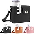 Water Bottle Crossbody Bag for Stanley Bottle, Water Bottle Carrier Bag, Stanley Cup Holder, Portable Outdoor Water Cup Holder with Adjustable Shoulder Strap-Black