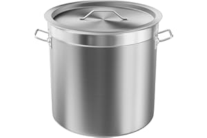 Taimiko - Marmite profonde en acier inoxydable avec un couvercle - 3 couches - Fond composite - Faitout pour ragoûts et soupes - 17-115 L 25Litre 32cm,With Lid