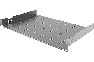 Stalflex Server Rack Shelf 19 inch 1U 300mm - Server Rack Made of Metal - Universal Vented Rack Mount Cantilever Tray - compatible with Rack Network Cabinet and Rack Rails