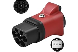 ‎JULIK JULIK Typ2 zu Schuko Adapter mit Schalter, Typ 2 16A EV Ladekabel oder Type 2 Ladegerät oder Typ2 E Auto Ladestation zu Schuko Steckdose Adapter, Type2 Station Entlader (Rot)