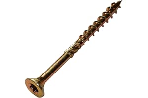 AERZETIX - C44464 - Lot de 100 - Vis à bois Ø4x50 mm tête fraisée à empreinte étoile T20 - en acier zingué jaune - assemblage filetage serrage fixation charpente contreplaqués agglomérés mélaminés