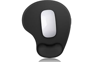 TECOOL Tappetino Mouse con Gel Poggiapolsi [24 x 21 cm] Office Mousepad Ergonomico - Base di Aspirazione Antiscivolo - Superficie in Microfibra - per Computer e Laptop, nero