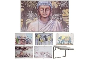 ALJOIR Tapa Contador de Luz Decorativo Tapa para Contadores de Luz 46 x 6 x 32cm Cubre Contador Eléctrico de Madera Diseños Modernos (Buda Hojas Azul)