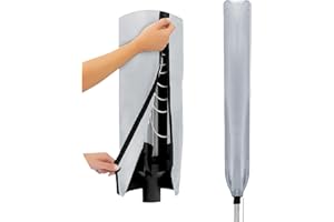 Flatro Rotary Washing Line Cover Waterproof - Universal Fit with Zip and Drawstring to Tighten - Weather Resistant and Great Protection Parasol Cover for Garden Dryer and Airer (Silver)