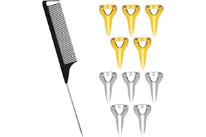 10 st metallflätningsringar, 1 x svart stålnålspetskam, hårflätningsverktyg, extra flätningsverktyg, fingerflätning verktyg