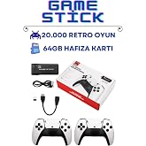 4k Kablosuz &Ccedil;ift Kol Retro Oyunlar Game Stick 64gb Hafıza 20000 Oyun Atari