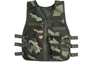 WarmHeartting Bambini Gilet Tattico Militare Pettorina da Softair Giubbotto Molle Regolabile Gilet da Pesca Caccia Campeggio Escursione