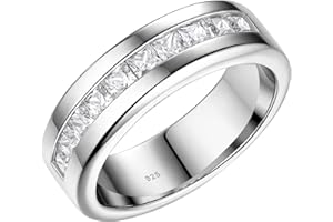 SweetJew Men's Wedding Rings 925 Sterling Silver Him Ring White AAAAA Cubic Zirconia Stone Size Q-Z
