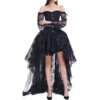 Women Gothic Black Boned Waist Training Corset Overbust Lace Up Bustier Shaper
