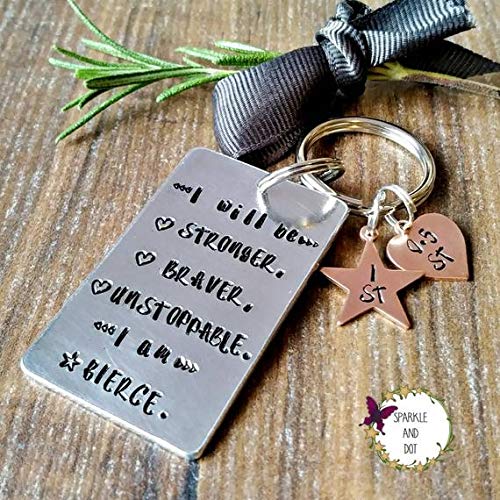 Weight Loss Dieting Milestone Hand Stamped Keyring