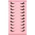 10 pairs of false eyelashes, perfect for daily use, easy apply set of fake lashes, Natural looking cat eye full strip black eyelashes great for gifts.