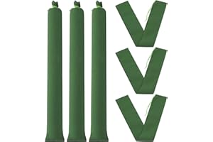 PATIKIL 5' x 6" Sand Bag for Flooding, 6 Pack Long Canvas Sandbags Thickened Water barriers for Flooding with Binding Elastic Band for Door Flood Control, Green