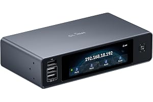 GL.iNet Comet X (GL-RM4PE) Quad-Port Remote KVM for Home Lab and IT Pro | PoE powered 4-port KVM, Self-Hosted, 4 HDMI, 4K 30Hz loop-out, eMMC, touchscreen, B2B, IT, Local Control, Rack