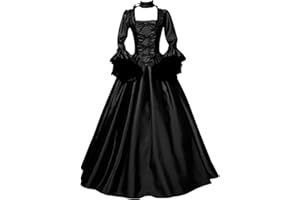 YESOK 2023 Costume Reine Medievale Femme Robe Médiévale Rétro Pour Femme Punk Gothique Grande Taille Victorienne Reine Costume Manches Flares Robe Vintage Adulte Manche Longue Pour Carnaval Halloween Fête