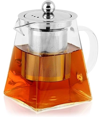 Theepot met zeef, 1800 ml theepot met stoofje, glazen theebereider