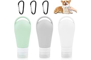 MplehDa Tubka na karmę dla psa, 3 sztuki, 90 ml, z karabińczykiem, silikonowe butelki podróżne do przechowywania wody i żywności