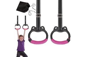 WANAONE Gymnastics Rings Set for Kids, Professional Children Trapeze Bar Pull Up Rings With Straps Kids Playground Home Exercise Gym Rings With Drawstring Bag for Children Exercise