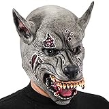 Fácil de llevar Carnival Toys - Máscara de látex lobo asesino con encabezado, color gris (746)