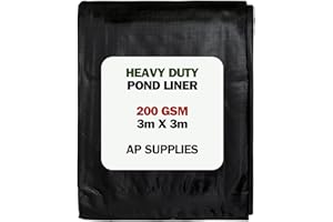 AP Supplies Black Pond Liner 200g/sqm - Heavy Duty HDPE Material - UV & Tear Resistant, Flexible for Koi & Fish Pools, Water Garden - Ideal for Small to Large Ponds, Wildlife, Underlay (3m x 3m)