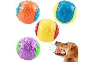 Uzepie 4Pcs Dog Balls, Squeaky Dog Ball Durable and Interactive Dog Balls Chew Toys for Training, Teeth Cleaning for Dogs