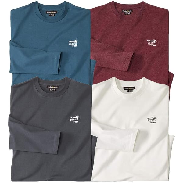 T-shirt Homme Manches Longues Col Rond - Coupe Ajustée Couleur Unie - Léger Et Respirant - Tailles S à XXXXL - Automne 2025