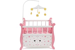 Bayer Chic 2000 510-88 Łóżko dla lalek z ruchomym wzorem w gwiazdki różowe