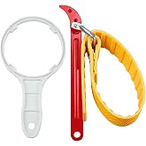 FAELNK Oil Filter Wrench 2 Pcs 8 Inch Strap Wrench and 10 Inch Universal Adjustable Non-Slip Rubber Tensioner Wrench for Inst