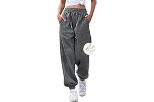 EBANKU Pantalon de survêtement doublé Sherpa pour Femme Pantalon de Jogging Thermique doublé en Polaire avec Poches - Bas épais et Chaud pour l'hiver Survêtement pour Loisirs Gym et Jogging