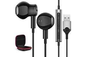 USB In Ear PC Headset mit Kabel 2.3M für PS 4 5,Magnetisch USB Headset in Ear USB Kopfhörer Computer Headset mit Lautstärkeregler Gaming Headset mit Mikrofon für PC Laptop Desktop Skype Office Live