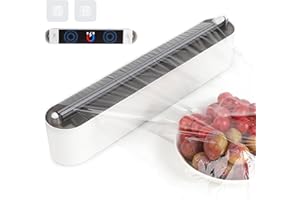 DBREAKS Magnetyczny wycinak do folii kuchennej, uchwyt na rolkę aluminiową i foliową, przezroczysty nóż do folii, dozownik folii i aluminium z folią 50 m, czarny