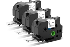 Oozmas Cintas de Etiquetas Compatible con Brother P-Touch TZe Tape 36 mm TZe-261 TZ 261 Negro sobre Blanco Laminado Compatible con Brother P-touch PT-P900W PT-P950NW PT-9700 PT-9800