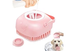 LEO-PAUL PARIS LEO-PAUL Brosse de Bain en Silicone Souple pour animaux de compagnie Accessoire de Toilettage avec Réservoir et Distributeur d'Eau et Shampoing Massage pour Chiens & Chats à Poils Courts/Longs (ROSE)