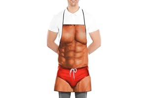Asgens Tablier de Cuisine Drôle, Tablier de Barbecue pour Hommes et Femmes, Tablier de Chef de Cuisine, Cadeau d'Anniversaire ou de Noël, Rouge, Unisexe-Adulte