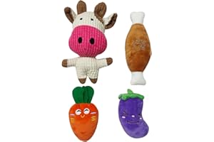 PAEHUIMT Giochi per Cani, Peluche per Cani, 4 Pezzi, Giochi per Cani Cuccioli, Giochi Cane (Mucca)
