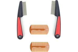 CYBGQP 2-Sätze Von 4 Stück Flohkamm Hunde, Flohkamm für Katzen, Flohkamm Hund, Katzen Flohkamm, Katzen Kamm, Nissenkamm, Hunde Bürste Läusekamm Nissenkamm für Katzen und Hunde Flohkamm zum Entfernen Flöhe