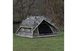 DNA 2-3 Man Person Easy to Set Up Automatic Water Resistant Pop Up Tent Double Layer Camping Fishing Shelter & Compact Travel Carry Bag (Camo)