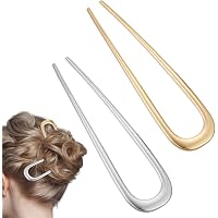 2 Stück U-förmige French Twist Haarnadeln – Metall, Gold, Für Alle Haartypen, 14,5 Cm